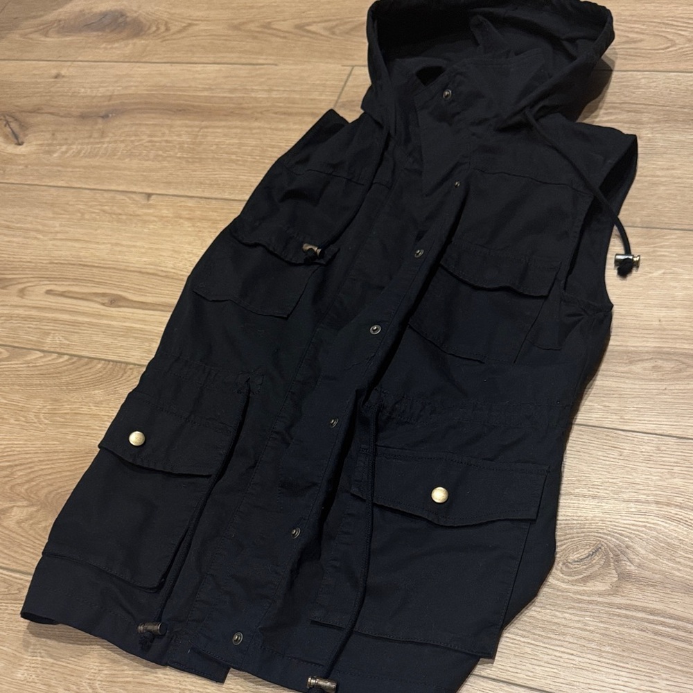 Women's Black Hooded Vest